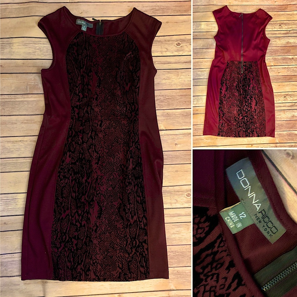 EUC Donna Ricco cranberry dress
